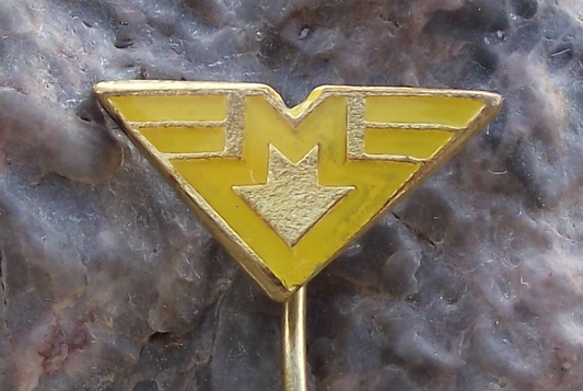 Vintage Prague Metro Underground Railway Train Capital M Logo Pin Badge