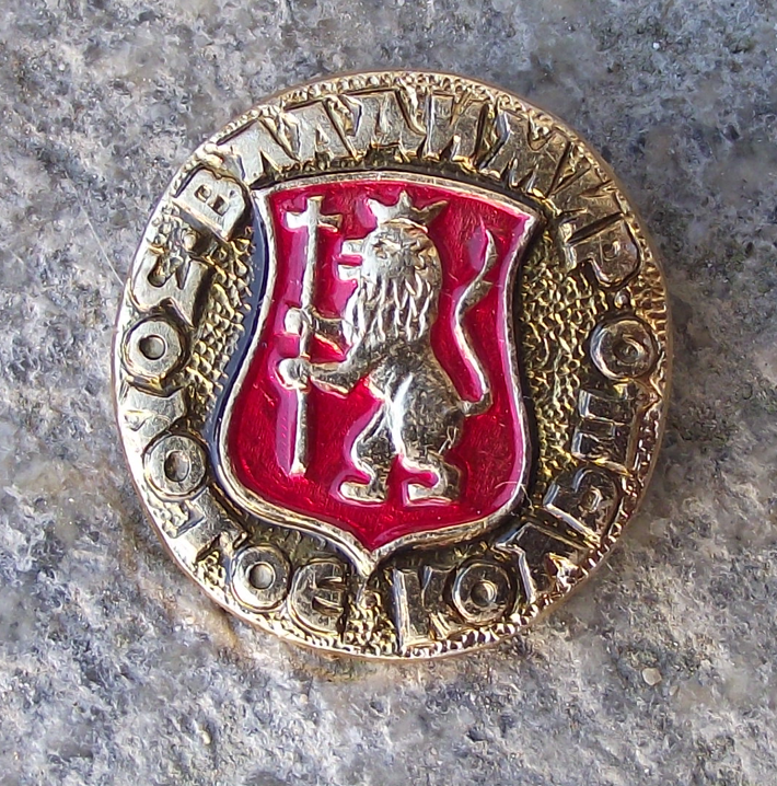 Vintage Vladimir Russia Soviet Union Coat of Arms Lion Pin Badge