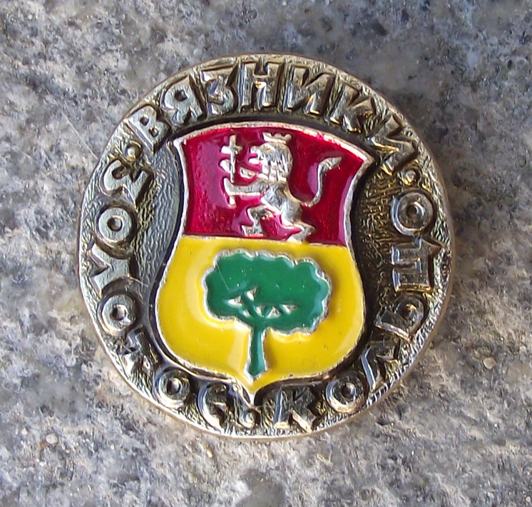 Vintage Vyazniki Russia Soviet Union Coat of Arms Lion Tree Pin Badge