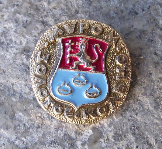 Vintage Murom Russia Soviet Union Coat of Arms Lion Pin Badge