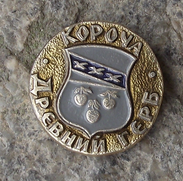 Vintage Korocha Russia Soviet Union Coat of Arms Apples Pin Badge