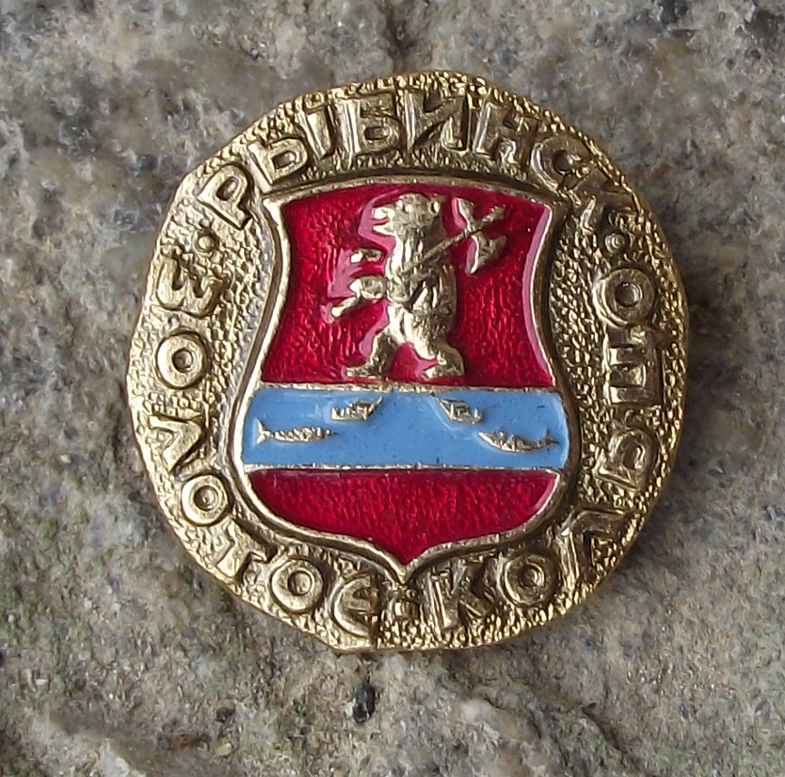 Vintage Rybinsk Russia Soviet Union Coat of Arms Bear Pin Badge