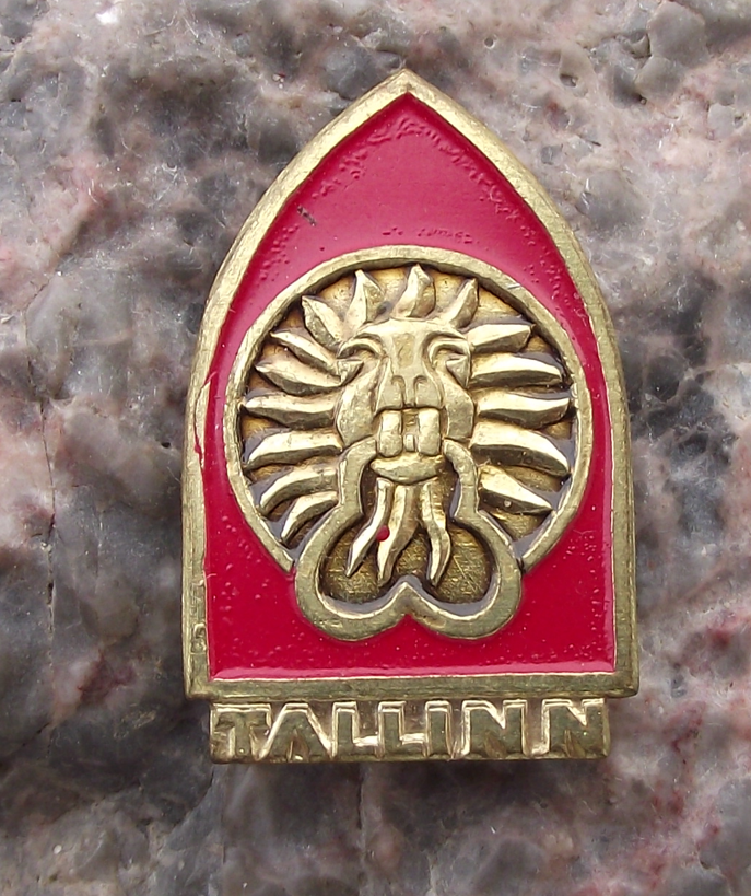 Vintage Estonia Tallinn Lion Head Door Knocker Pin Badge