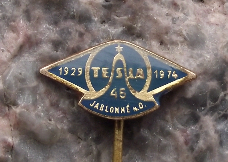 1974 Tesla Electronics 45th anniversary Pin Badge