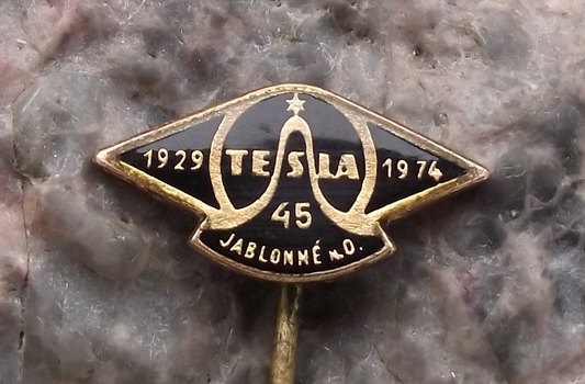 1974 Tesla Electronics 45th anniversary Pin Badge