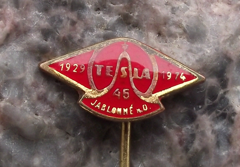 1974 Tesla Electronics 45th anniversary Pin Badge