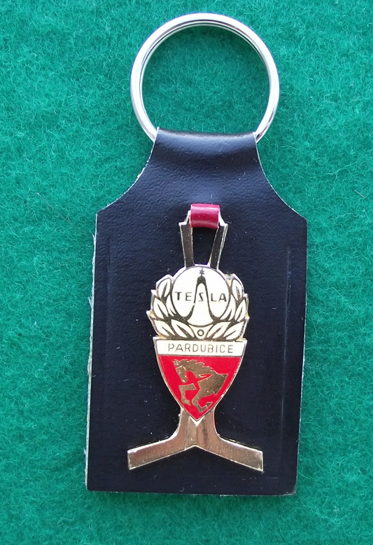 Vintage Czechoslovakia Tesla Pardubice Ice Hockey Team Leather Keyring