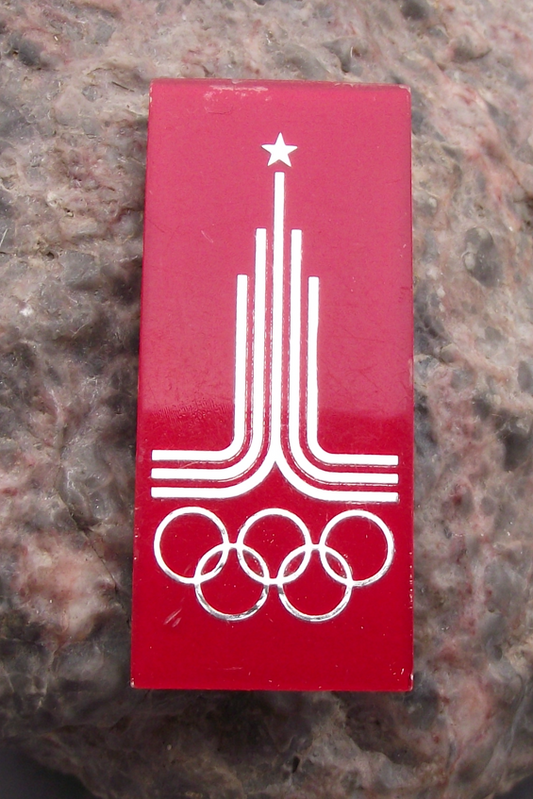 1980 Moscow Olympic Games Official Logo Soviet Union Mirror Pin Badge