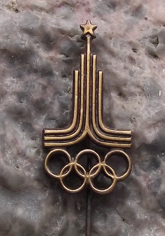 1980 Moscow Olympic Games USSR Soviet Tower Cut Out Logo Pin Badge