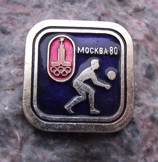 1980 Moscow Summer Olympic Games Volleyball Square Pin Badge