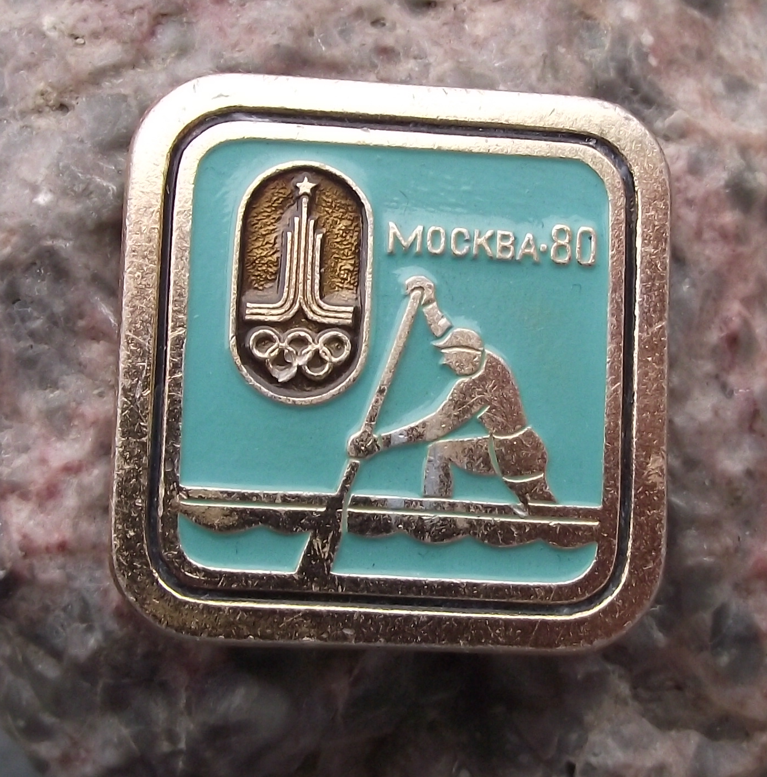 1980 Moscow Summer Olympic Games Canoeing Canoe Square Pin Badge