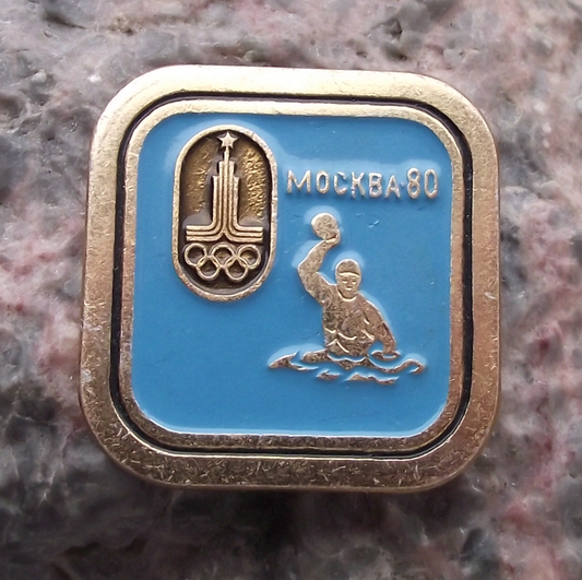 1980 Moscow Summer Olympic Games Water Polo Square Pin Badge
