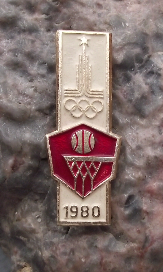 1980 Moscow Russia Summer Olympic Games Basketball Event Pin Badge