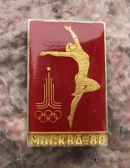 1980 Shiny Moscow Olympic Games Gymnastics Floor Pin Badge
