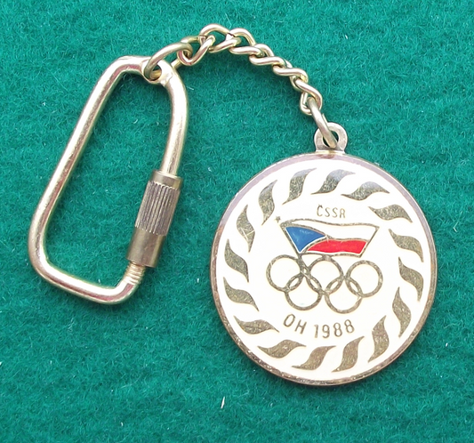 1988 Calgary Canada Winter Olympic Games Czech Team Supporter Keychain Keyring