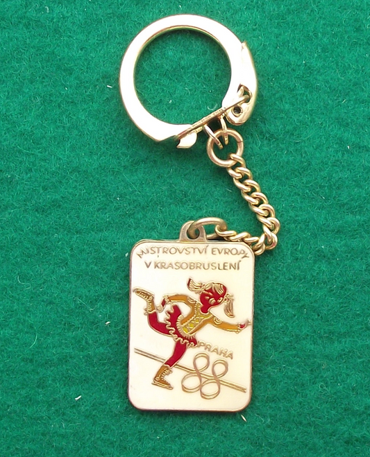 1988 Prague Czechoslovakia European Figure Ice Skating Finals Key Ring Key Chain
