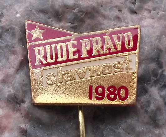 1980 Rude Pravo Slavnost Czech Newspaper Cultural Celebration Pin Badge