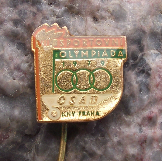 1979 CSAD Prague Praha Czech Bus Company 7th Olympics Sports Pin Badge