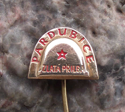 Vintage Golden Helmet Shaped FIM Motorcycle Race Speedway Track Racing Pin Badge