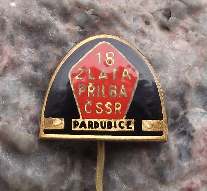 1966 Golden Helmet 18th Czech Motorbike Speedway Competition Pin Badge