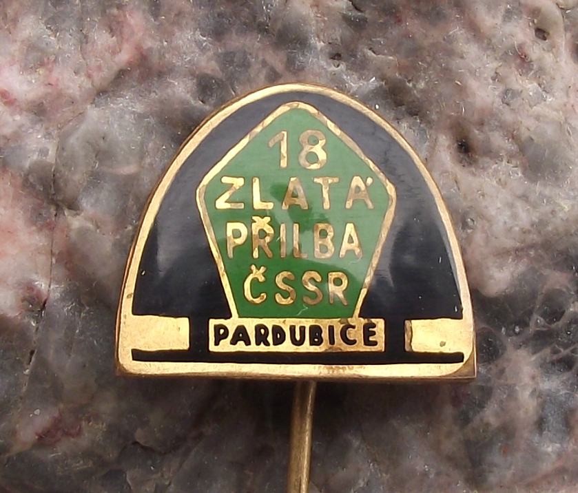 1966 Golden Helmet 18th Czech Motorbike Speedway Competition Pin Badge