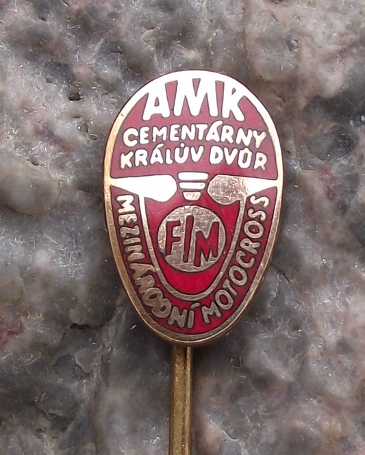Vintage FIM Czech International Motorbike Motocross MX Quarry Race Pin Badge