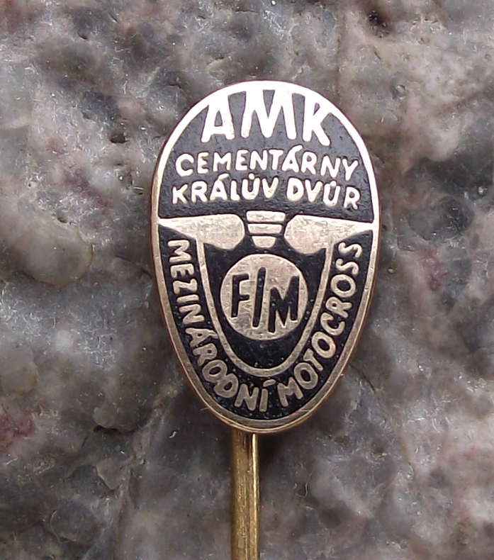 Vintage FIM Czech International Motorbike Motocross MX Quarry Race Pin Badge