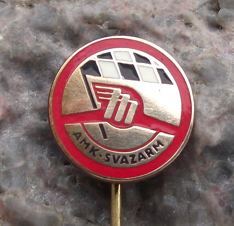 Czech Car Association AMK Motor Racing Winning Chequered Flag Svazarm Pin Badge