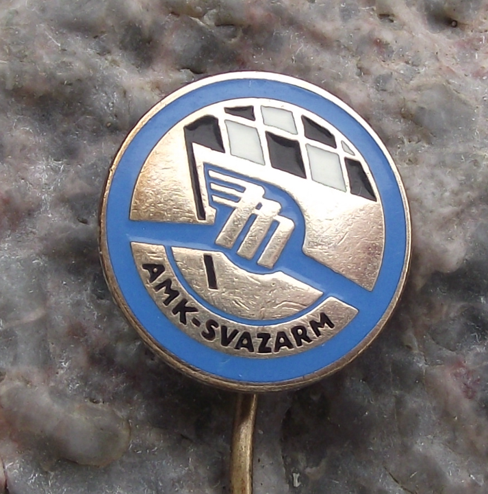 Czech Car Association AMK Motor Racing Winning Chequered Flag Svazarm Pin Badge