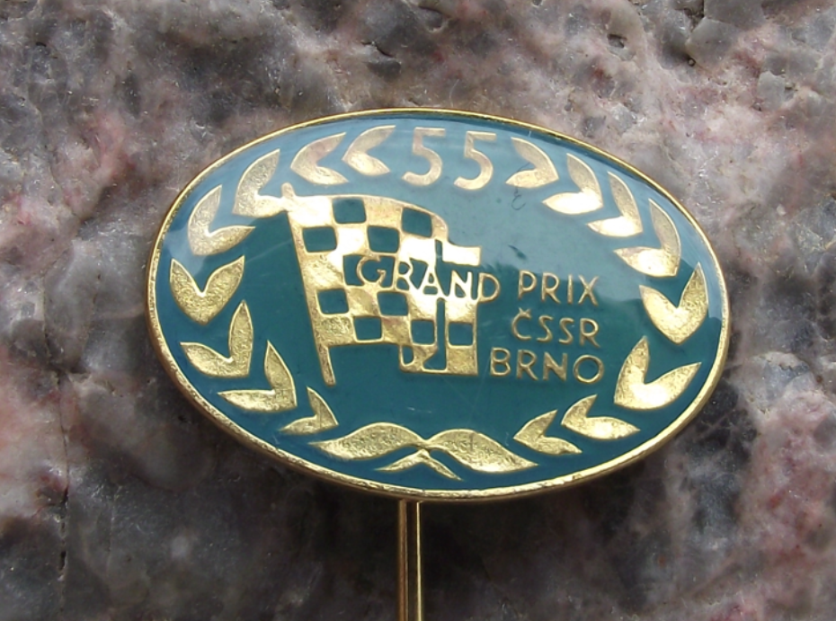1985 Czech Motorcycle Grand Prix Motorbike Race Brno 55th Anniversary Pin Badge