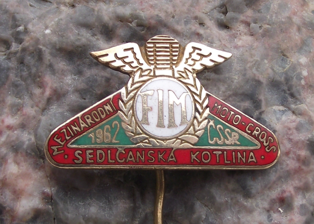 1962 FIM Motorbike Motocross Championships MX Sedlcanska Quarry Racing Pin Badge
