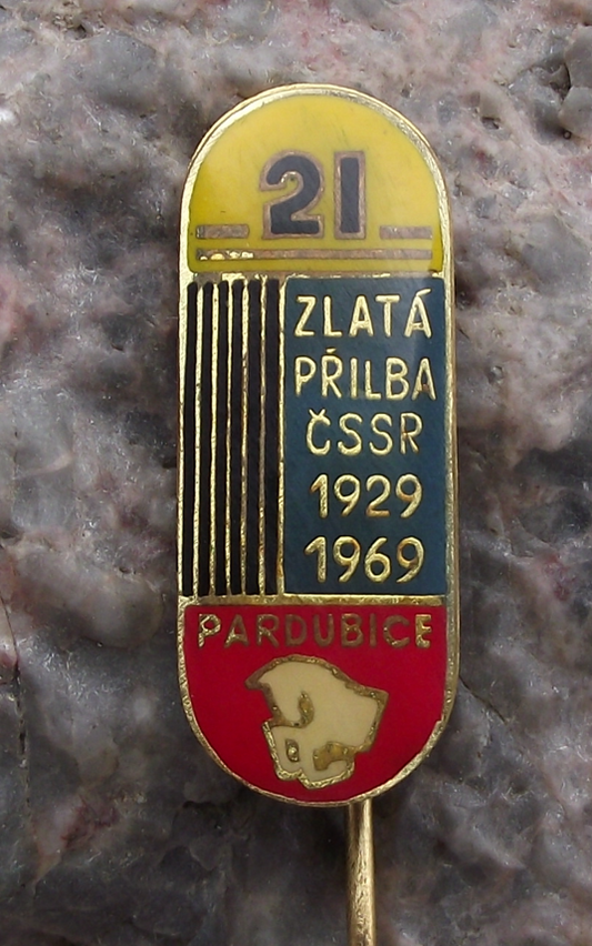 1969 Golden Helmet 21st Czech Motorbike Speedway Competition Pin Badge