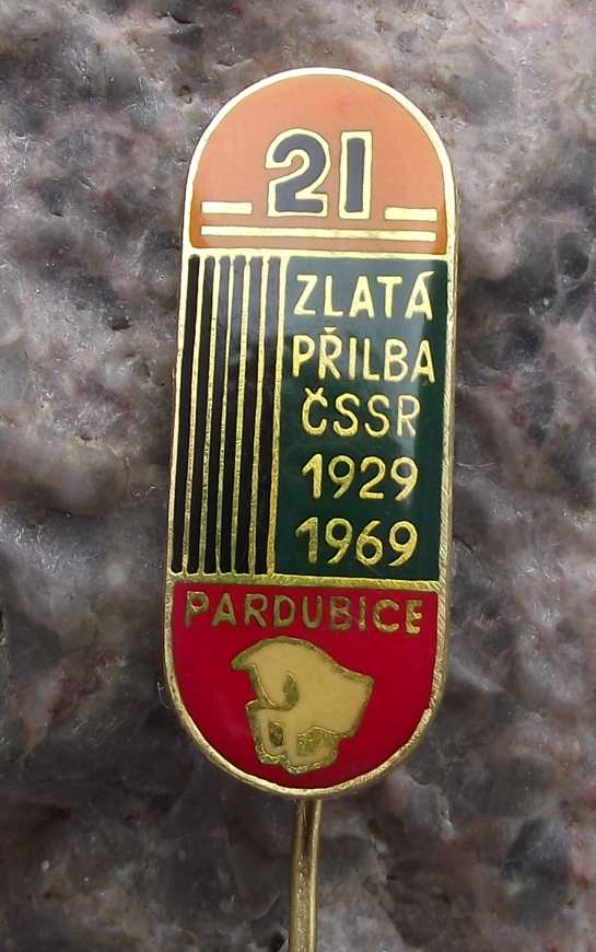 1969 Golden Helmet 21st Czech Motorbike Speedway Competition Pin Badge