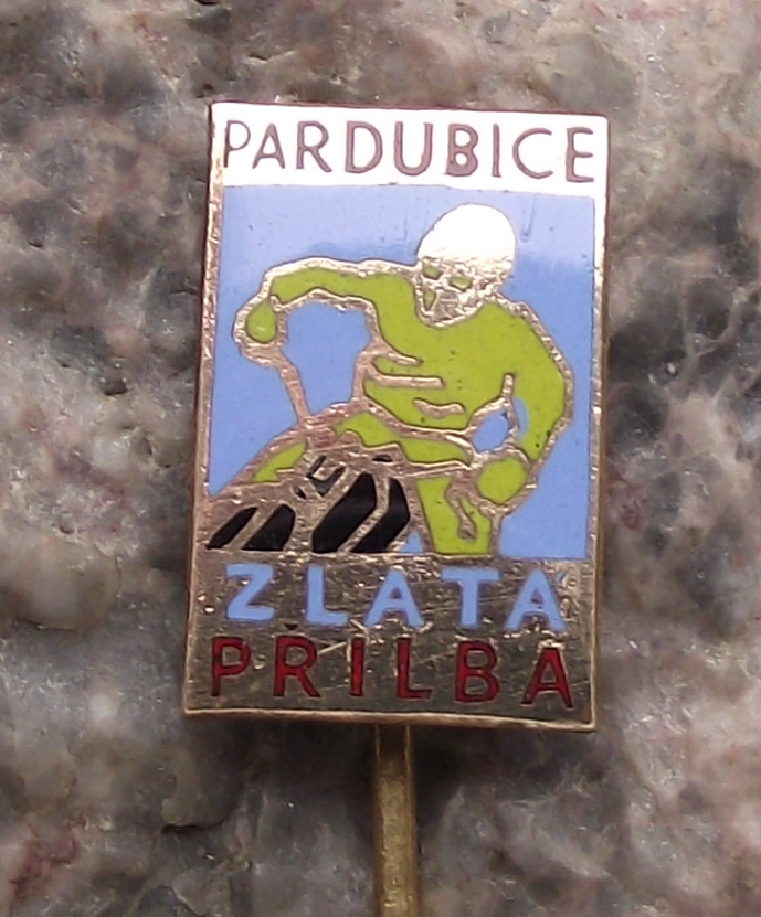 Vintage Golden Helmet Motorbike Speedway Motorcycle Race Yellow Racing Pin Badge