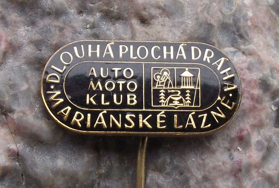 Vintage AMK Auto Moto Klub Marianske Lazne Motorcycle Speedway Track Pin Badge