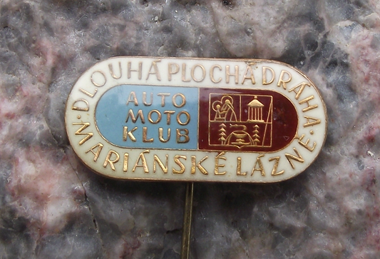 Vintage AMK Auto Moto Klub Marianske Lazne Motorcycle Speedway Track Pin Badge