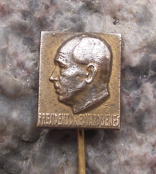 Vintage Dr Edvard Edward Benes WW2 Czech President Pin Badge