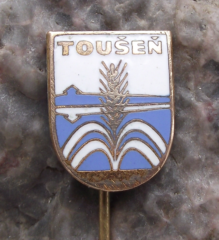 Vintage Lazne Tousen Tauschim Coat of Arms Heraldic Crest Pin Badge