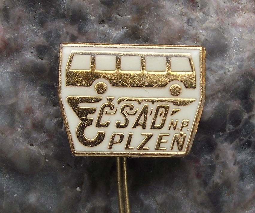 Vintage CSAD Plzen Czech State Transport Company Truck Bus Crane Pin Badge