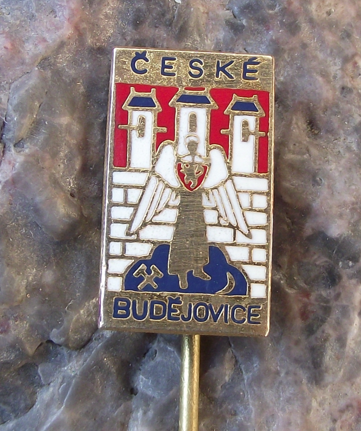 Vintage Ceske Budejovice Coat of Arms Czech City Heraldic Crest Pin Badge
