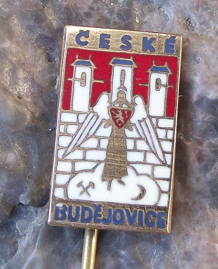 Vintage Ceske Budejovice Coat of Arms Czech City Heraldic Crest Pin Badge