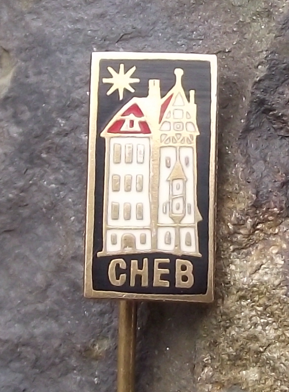 Vintage Small Cheb Eger Gothic Historic Buildings Town Centre Pin Badge
