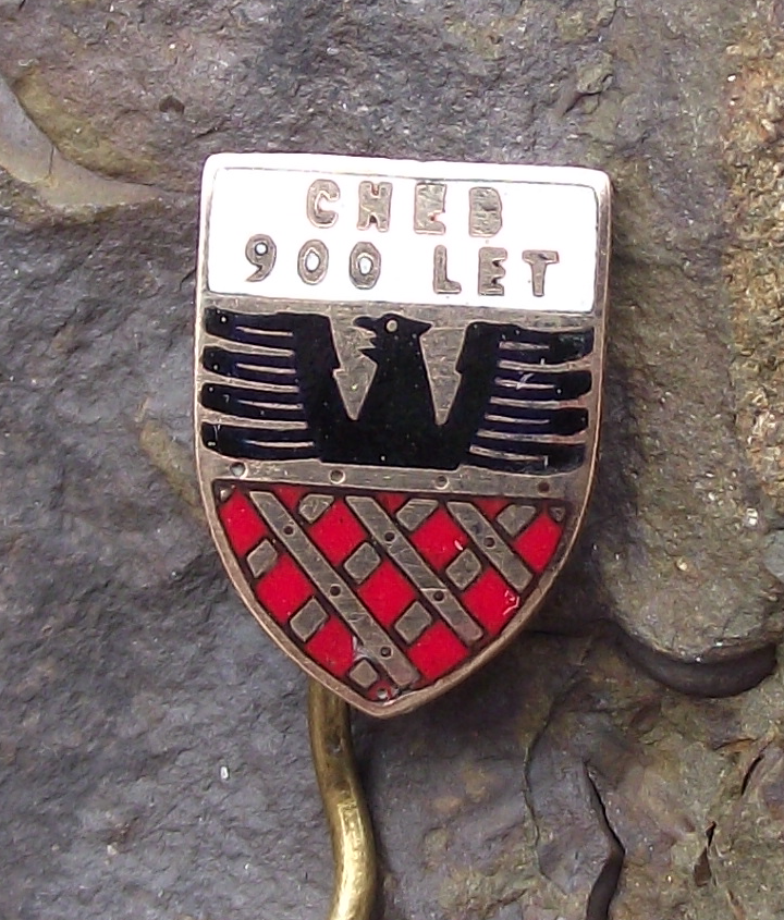 1961 Cheb Eger Germanic Black Eagle Coat of Arms Shield Crest Pin Badge