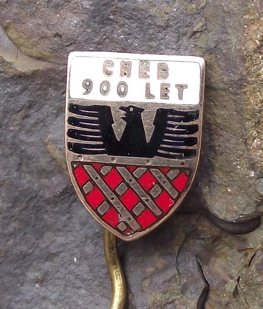 1961 Cheb Eger Germanic Black Eagle Coat of Arms Shield Crest Pin Badge