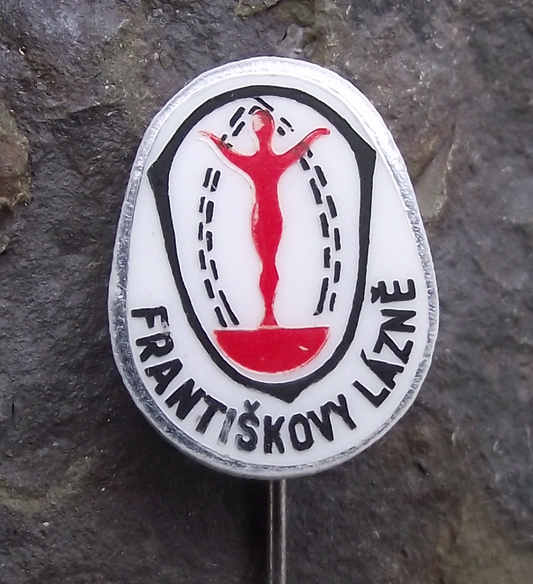 Vintage Františkovy Lázně Healing Springs Spa Resort Heart Health Pin Badge