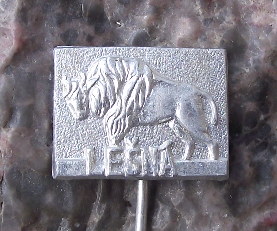 Vintage Zoo Lesna Gottwaldov Zlin North American Bison Buffalo Herd Pin Badge