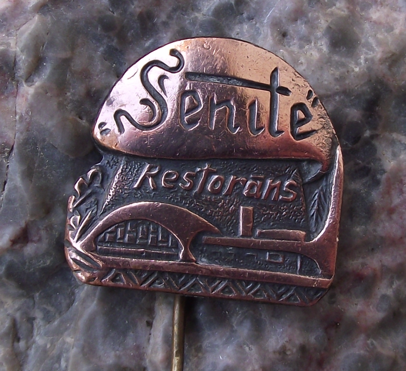 Vintage Latvia Riga to Sigulda Restaurant Senite Cultural Monument Pin Badge