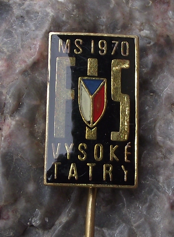 1970 FIS Nordic World Ski Skiing Championships Vysoke Tatry Flag Small Pin Badge