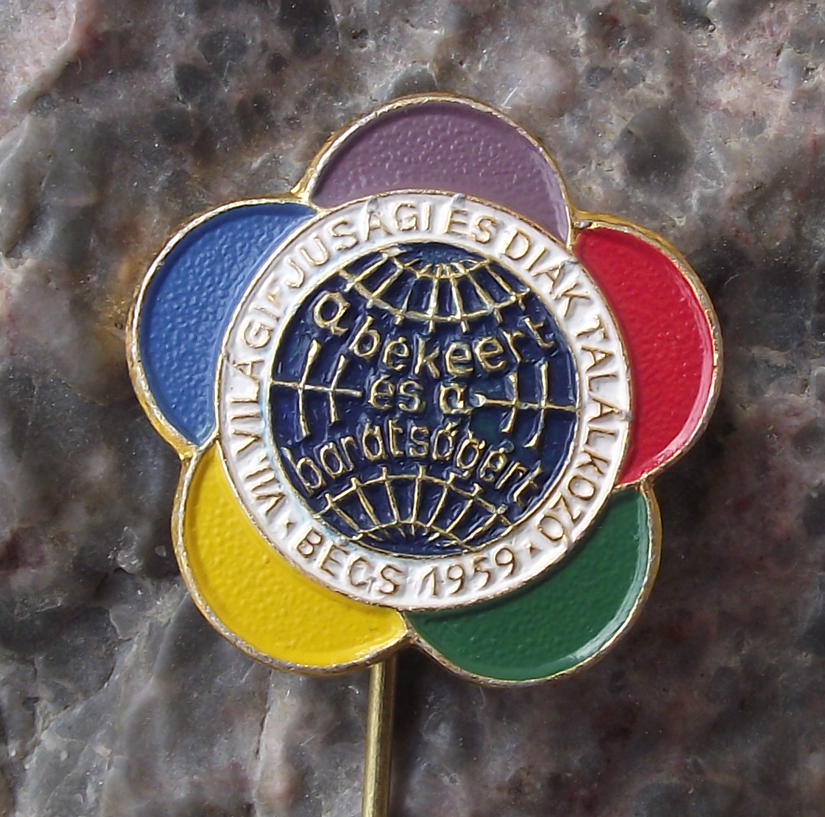 1959 WFDY World VII 7th Youth Festival Vienna Hungarian Pin Badge