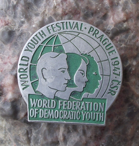 1947 Rare WFDY World Youth Festival Prague Student Federation Pin Badge